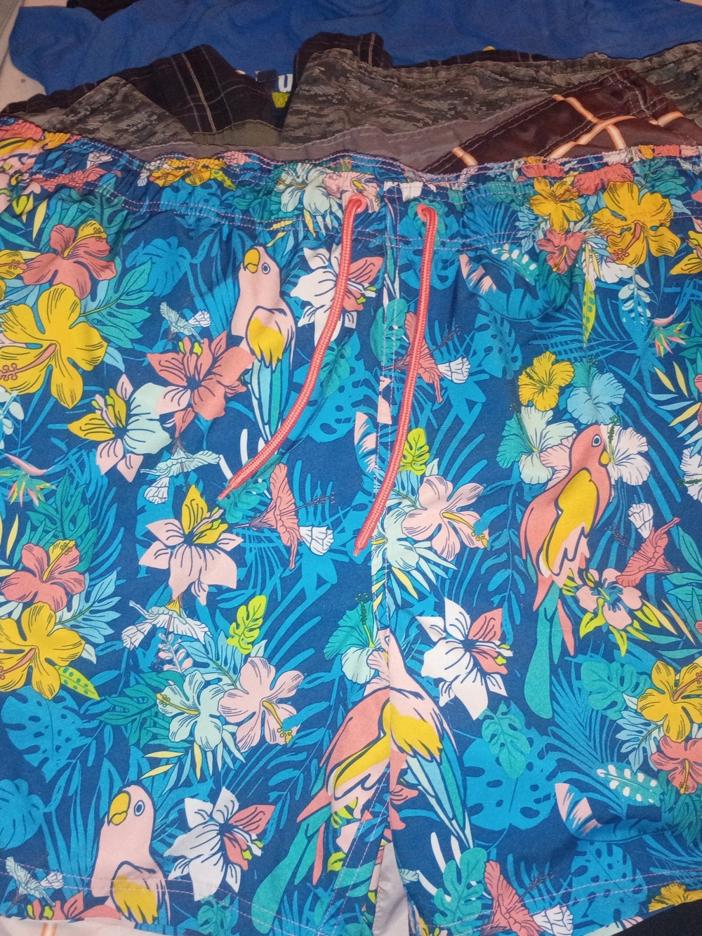 George Men’s Blue Tropical Parrot Swim Trunks
